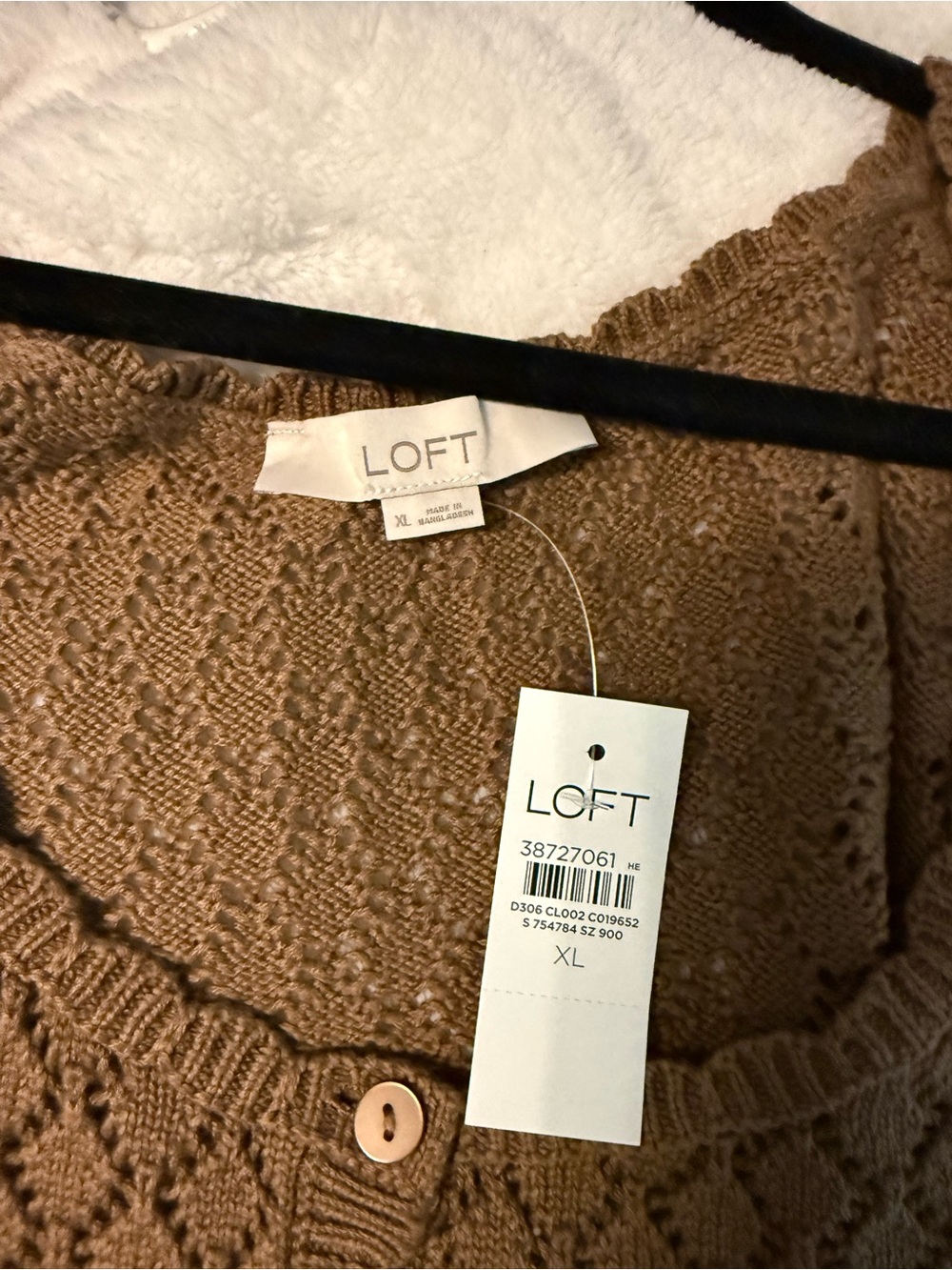 LOFT Brown Crochet-Style Button Cardigan - Picture 2 of 4